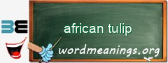 WordMeaning blackboard for african tulip